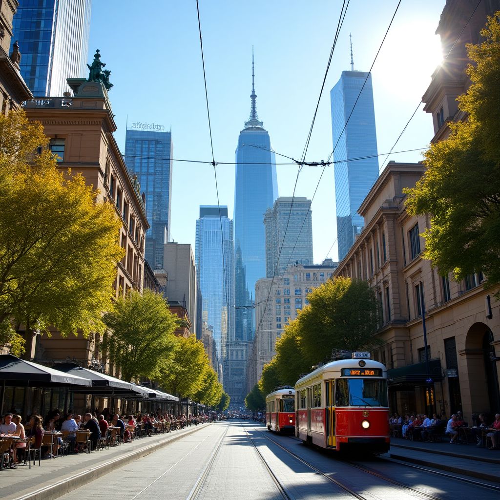 Melbourne's stunning cityscape with a mix of modern and historic architecture