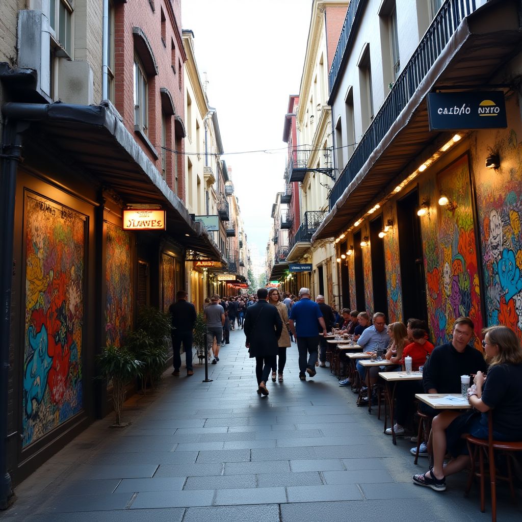 Melbourne's famous street art-filled laneways with cafes and boutiques