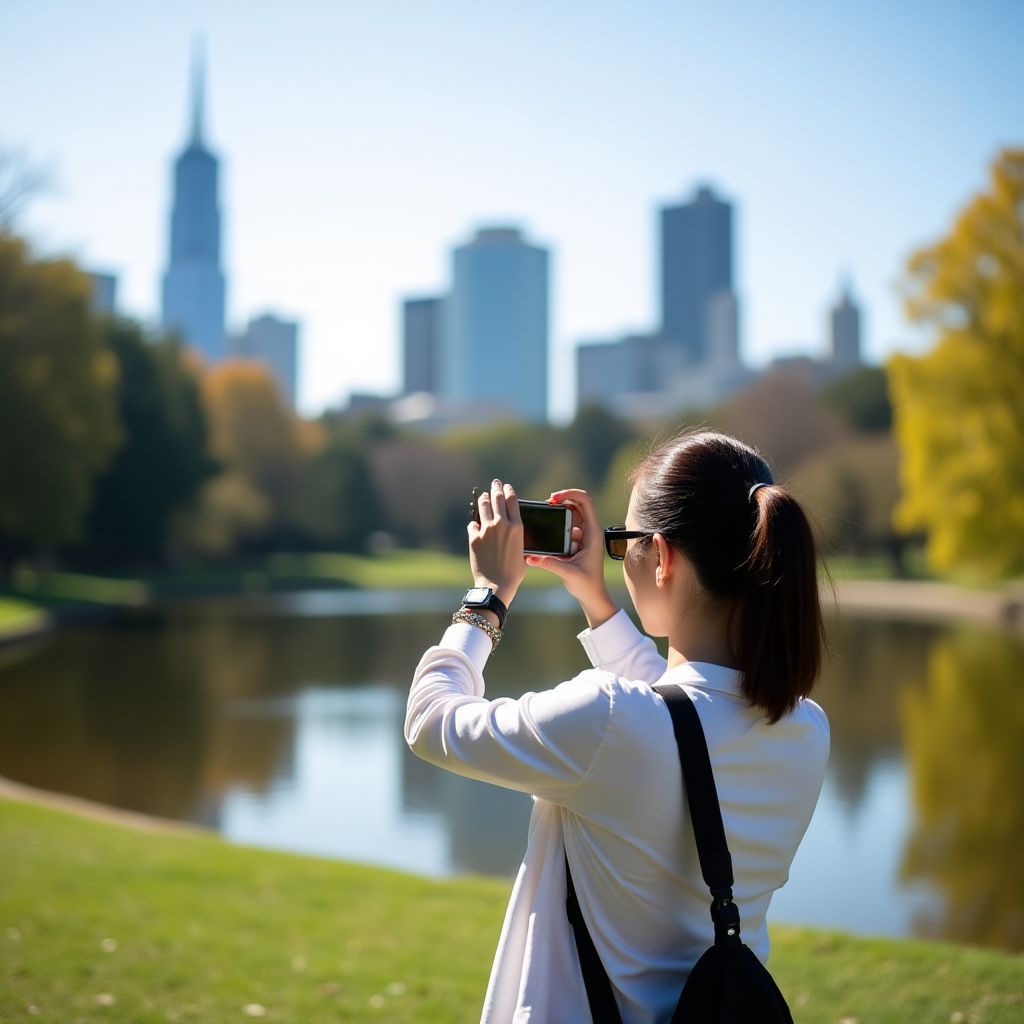 Akiko from Japan at Melbourne's Royal Botanic Gardens